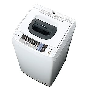 日立 全自動洗濯機 5kg ピュアホワイト NW-5WR W(中古品)