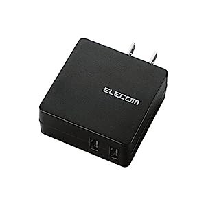 エレコム スマホ用AC充電器/2A/2台同時/USB-Aメス2ポート(中古品)