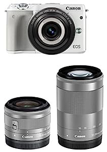 Canon ミラーレス一眼カメラ EOS M3(ホワイト)・クリエイティブマクロ トリプルレンズキット EOSM3WH-CMTLK(中古品)