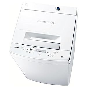 東芝 全自動洗濯機 4.5kg ピュアホワイト AW-45M5 W(中古品)