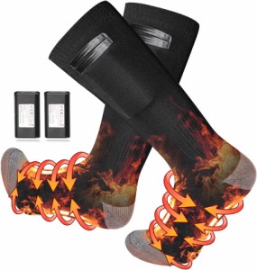  電熱ソックス 2*4000mAh 充電式電気靴下 最高 65℃加熱ソックス 冬用 両面で温める 水洗い可 男女兼用 防寒ソックス バッテリー 冬用 暖