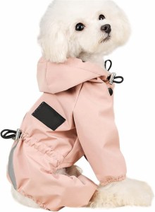 犬 レインコート 防水 防風 帽子付き パーカー ペットの服 ドッグウェア 4本足 中小犬用 通気メッシュ リード穴あり ゴム付き 汚れ防止 