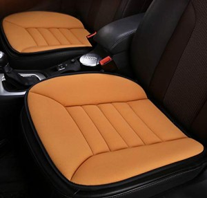 車用 低反発 カーシートクッション 前部座席 シートカバー 自宅 オフィス にも 快適 疲れ解消 (バイタリティオレンジ 2set)