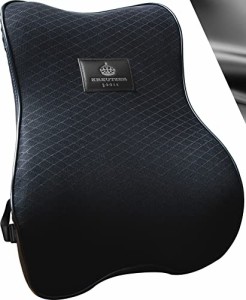 [ＫＲＥＵＴＺＥＲ３００１１] 低反発クッション 腰枕 ランバーサポート 椅子 10cm薄型 銀 クッション 固定ベルト 車用 (ブラック銀)