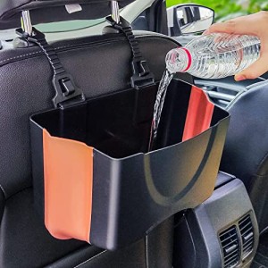 PZOZ 車 ゴミ箱 車用 ごみばこ 車内 べんりグッズ PC製 シリコーン 折りたたむ 収納 防水 シートバックポケット 便利グッズ 車用品 (4.5L