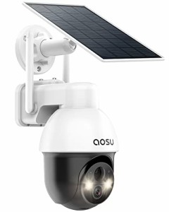 【人形自動追跡・ 360°超広角】AOSU 2K 防犯カメラ 屋外 ソーラー アップグレード版PIR人感センサー Bluetooth 自動ネットワーキング ス