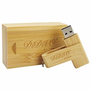 DIDIVO USBメモリ 512GB USB 2.0対応 フラッシュドライブ 小型 軽量 回転式 高速データ転送 読取り速度最大30MB/S USBメモリ木製の竹のギ