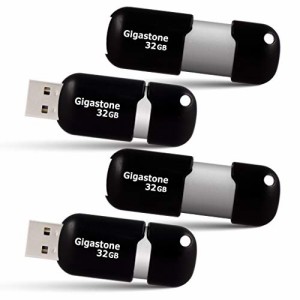 Gigastone V10 USBメモリ 32GB USB 2.0 キャップレス タイプ スライド式 ブラック 4個セット