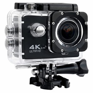 アクションカメラ ウェアラブルカメラ 4K 830万画素 電池式 充電式 バッテリー 水深30ｍ 防水 SDカード 屋外 録画 SDカード録画 上書き 