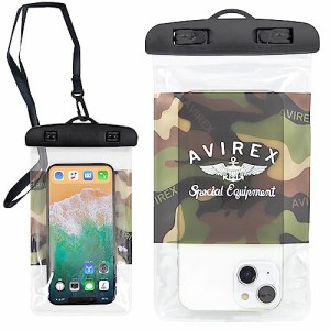 【 AVIREX 正規品 】 防水ケース スマホ 透明 IPX8 お風呂 写真撮影 アヴィレックス 「 迷彩/防水ポーチ 」 ブランド ストラップ付き ス