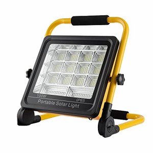 Makilight LED投光器 100W 太陽光エネルギー充電式 ポータブル投光器 作業灯 15000mAh電池搭載 ABS素材 折り畳み式 USBポート付 SOSモー