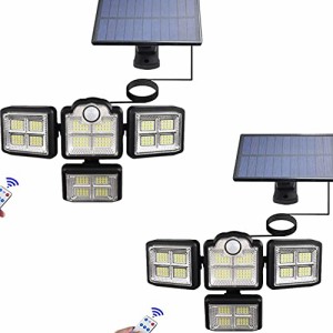 センサーライト ４面灯式 LED ソーラーライト 2台セット 3100ルーメン 360°角度自由調整 IP65防水 屋内 屋外使用可 2400mAh大容量電池 