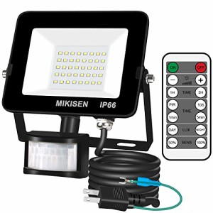 MIKISEN LED センサーライト 投光器 30W 10段階調光タイプ 昼白色 6500K 3600LM 250w相当 1.8コード 人感センサーライト ledライト 防水I