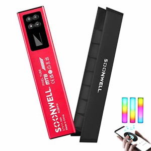 SOONWELL MT8 RGBWW LED スティック ライト ポケット撮影ライト カメラビデオライト 磁石吸着機能 輝度調整/色温度調整 2600-6000K 肖像