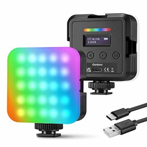 GANBOO ミニマグネット式RGB LEDビデオライト RGB61 ポケットサイズ 360°フルカラー カメラライト 2000mAhバッテリー/コールドシュー/CR