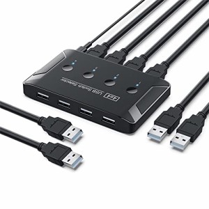 xiwai KVM USB 2.0 スイッチセレクター 4ポート PC 共有 4台デバイス キーボードマウススキャナープリンター用