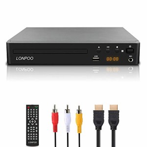 LONPOO DVDプレーヤー リージョンフリー HDMI/AV出力1080P CPRM再生可能 USB2.0入力 カラオケ用マイクジャック LEDディスプレイ PAL/NTSC