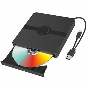 DVDドライブ 外付け USB3.0 Type C CD/DVDドライブ CD/DVD 録画込み対応 プレイヤー CDポータブルドライブ Windows/Mac対応 携帯型外付CD