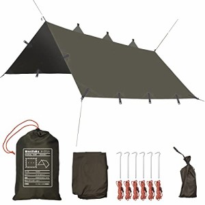 天幕 タープ キャンプテント サンシェルター UPF50+ UV加工（紫外線99.9%カット） 防水レベル4級PU塗層（3000mm耐水圧） (4*4m, ブラウン