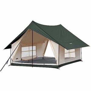 KingCamp ロッジ型テント キャンプ ファミリーテント 3〜5人用 360°視野 大型テント 防虫 通気 UVカット 耐水 アウトドア ホテルテント 