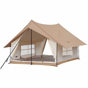 KingCamp ロッジ型テント キャンプ ファミリーテント 3〜5人用 360°視野 大型テント 防虫 通気 UVカット 耐水 アウトドア ホテルテント 