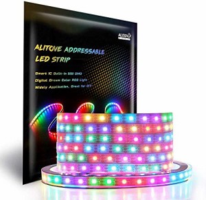 ALITOVE LEDテープライト WS2812B アドレス可能 イルミネーション LEDライト 5050 RGB SMD 5m 60LEDs/m 300LEDs ピクセル 個別にアドレス