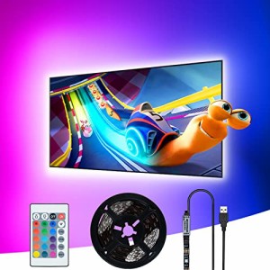 LED テープライト TV RGB テレビバックライト ストリップライト Romwish 3M リモコン付き USB給電式 40-60インチ テレビ用 5050 DIY カッ