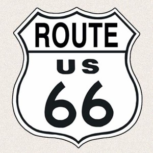 Design ルート６６★まんま標識型★アメリカのマザーロード★ROUTE６６★アメリカンブリキ看板[679]