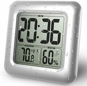 BALDR 温度計 湿度計 デジタル 温湿度計 防水 温度 湿度計 LCD防水時計大画面 シャワー時計 温度計 湿度計 デジタル 時計 壁掛け 時計 お
