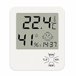 デジタル温度計 卓上湿度計 アラーム時計 顔文字でお知らせ 赤ちゃんの健康管理 室温計 温湿度計 室内温湿度計 コンパクト 壁掛け＆卓上