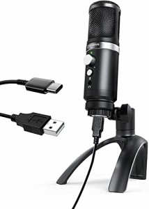 USB マイク,MOMAN EM1 MAC/Windows/PS4/PS5対応/録音/YouTube/ゲーム実況/Web会議用/ライブ配信/オンライン授業 コンデンサーマイク 音声