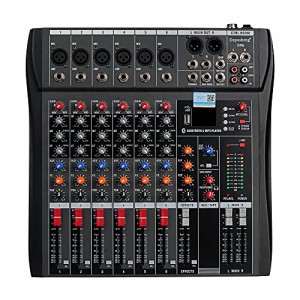 DJ Sound ControllerインターフェースW / USBドライブコンピュータの録音6チャネルスタジオオーディオミキサー - XLRマイクジャック、48V