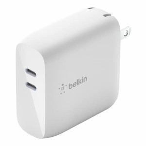 【VGP 2022受賞】 Belkin 充電器 USB-C 2ポート 68W(18W + 50-60W) PD 急速充電 GaN 折りたたみ式プラグ MacBook/iPhone 13 / 12 / 11 / 