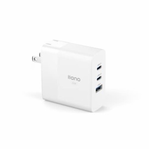 llano 65W PD充電器 (GaN 窒化ガリウム搭載/3ポートUSB-A & USB-C×2/折り畳み式 USB-C急速充電器)【PD3.0対応/QC3.0対応/PPS規格対応/PS