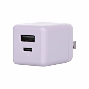 オウルテック PD20W AC充電器 USB Type-Aポート Type-Cポート PSE適合品 ペールアイリス パープル OWL-APD20A1C1R-PU