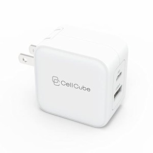 (CellCube) 20w 2ポートUSB A ＆ USB C 急速充電器【 PSE認証 】約5×5×3?p 折りたたみ式プラグ PD3.0 ＆ QC3.0 対応 安全安心 日本ブラ