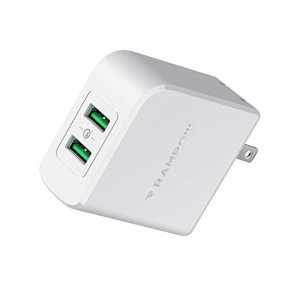 Rampow USB急速充電器 android 充電器【39W/QC 3.0対応/2ポート/PSE認証済】usb 充電器 折りたたみ式プラグ搭載 iPhone/iPad/Galaxy S9/ 