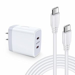 Viviber 急速充電器 Type-C ACアダプター タイプc充電器 (USB-C 2ポート/40W/PSE認証) USB C-USB Cケーブル1本付き USB コンセント アン