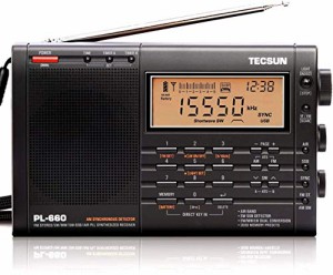 TECSUN PL-660 (黒) FM/LW/MW/SW/AIR エアバンド BCL ラジオ 小型 高性能 短波ラジオ 混信除去機能 高感度 PSEマーク付き100V ACアダプタ