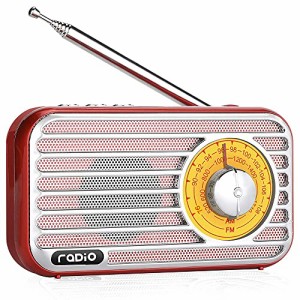 携帯ラジオ FM AM, ポータブル ラジオワイド ステレオスピーカー ステレオサウンド、AUXジャック、を備えたロングアンテナラジオ 高感度 