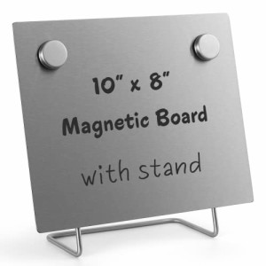 マグネット式掲示板 スタンド付き  小さなホワイトボードメモボード  卓上メタルイーゼル マグネットディスプレイ用  10x8インチ + マグ