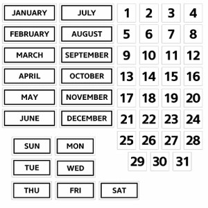 カレンダーマグネットバンドル ホワイトボードと冷蔵庫用 磁気カレンダーバンドル 月 曜日 1から31までの数字 ホワイト 黒文字