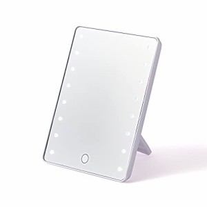 Francfranc ルチオ ブライトニングミラー S ホワイト 女優ミラー LEDライト付き 無段階調光 USB対応 化粧鏡 卓上ミラー