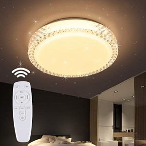 LED シーリングライト 星空効果 30W 無段階調光調色タイプ ~8畳 常夜灯 モード メモリ機能 照明器具 電球色 昼光色 PSE認証済 (34CM 30W 