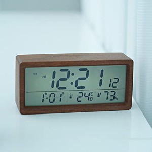 D-MASTERY 置き時計 デジタル 温度 湿度表示付き 目覚まし時計 電池式 インテリア 置時計 スタイレッシュ 持ち運び便利 アラームクロック