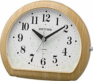 リズム(RHYTHM) 目覚まし時計 アナログ 連続秒針 和室 に良く合うデザイン 茶 (薄茶木目仕上) ブラウン 13.0×15.0×8.3cm マイキーR662 