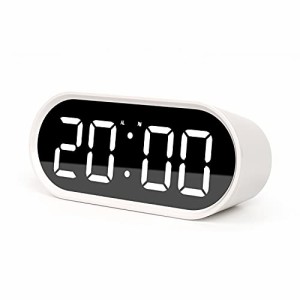mooas ポップ ミラー LED卓上目覚まし時計 LED時計 アラーム/スヌーズ機能 温度計付き時計 (ホワイト)