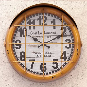 アメリカン アンティーク風 35cm サブマリン クロック (イエロー) 掛け時計 時計 グッズ アメリカ 雑貨 レトロ アンティーク ヴィンテー