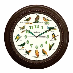 野鳥の電波時計 掛け時計 安眠機能 直径40cm 大型 レトロ 壁掛け時計 インテリア 静音 癒し 小鳥のさえずり Bird Clock