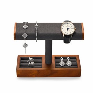 Oirlv 腕時計 スタンド ウォッチスタンド 木製 ディスプレイ 収納 高級 おしゃれ 2~4本用 時計置き台 SM19202 (A：ダークグレー)